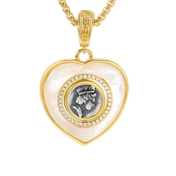 Sterling Silver Queen and Bee Heart Pendant Necklace