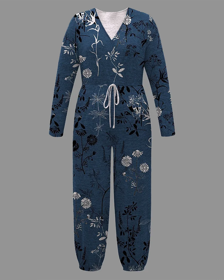 Women's Plus Size Chic Florals Jumpsuit