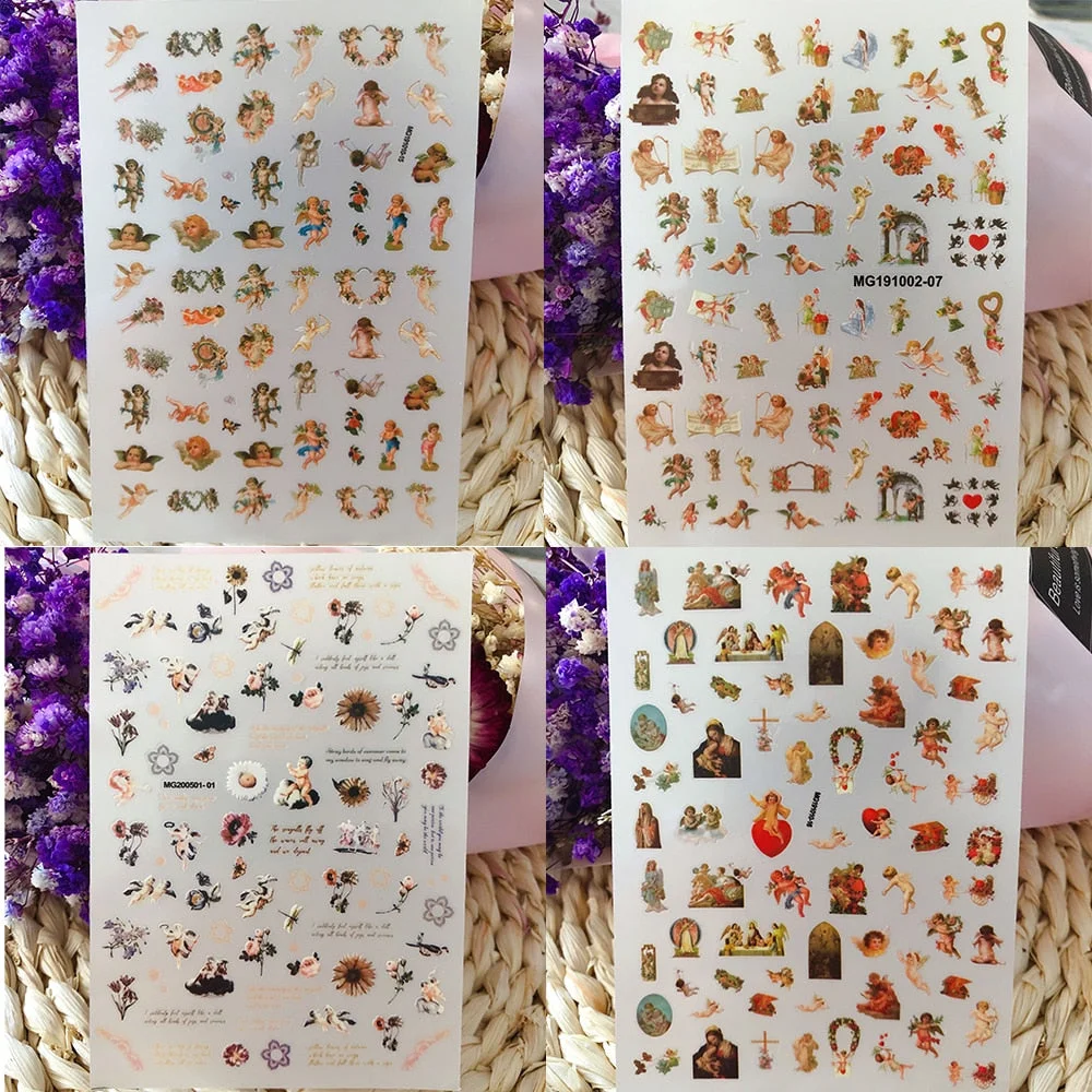 12PCS/3pcs Holographic 3D Butterfly Snake Dragon Love Design Laser Nail Stickers Winter Nail Art Decoration Nail DIY Accessories-Nail Inspo