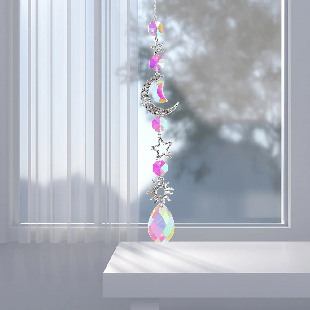 Crystal Wind Chime Prism Catchers Ornament Curtain Home Garden Pendant (B)