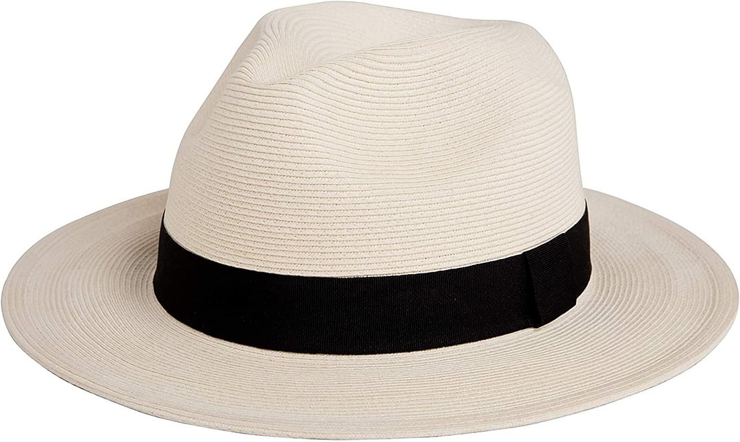 Sun Straw Fedora Beach Hat Fine Braid UPF50+ for Both Women Men