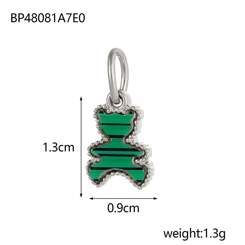 1 Piece 9*13mm 9 * 15mm 304 Stainless Steel Acrylic Shell Bear Pendant Jewelry Accessories