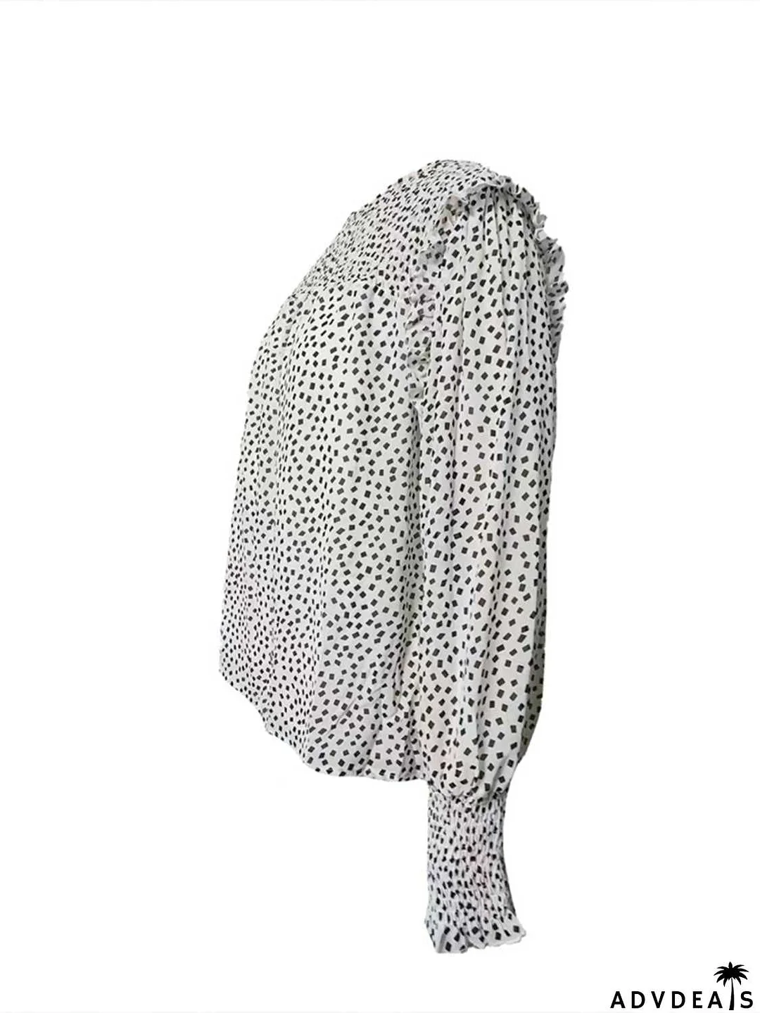 Round Neck Lantern Sleeve Blouse