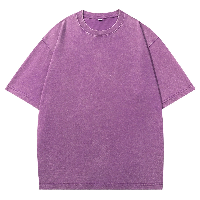2026 Vintage Washed Men’s Short Sleeve T-Shirt Retro Streetwear INS Style Solid Color Loose Fit Tee