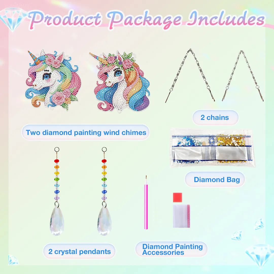 2Pcs Flying Horse DIY Double-Sided Diamond Painting Hanging Kits Diamond Painting Suncatcher Craft Kit for Home Garden Wall Decor Gift