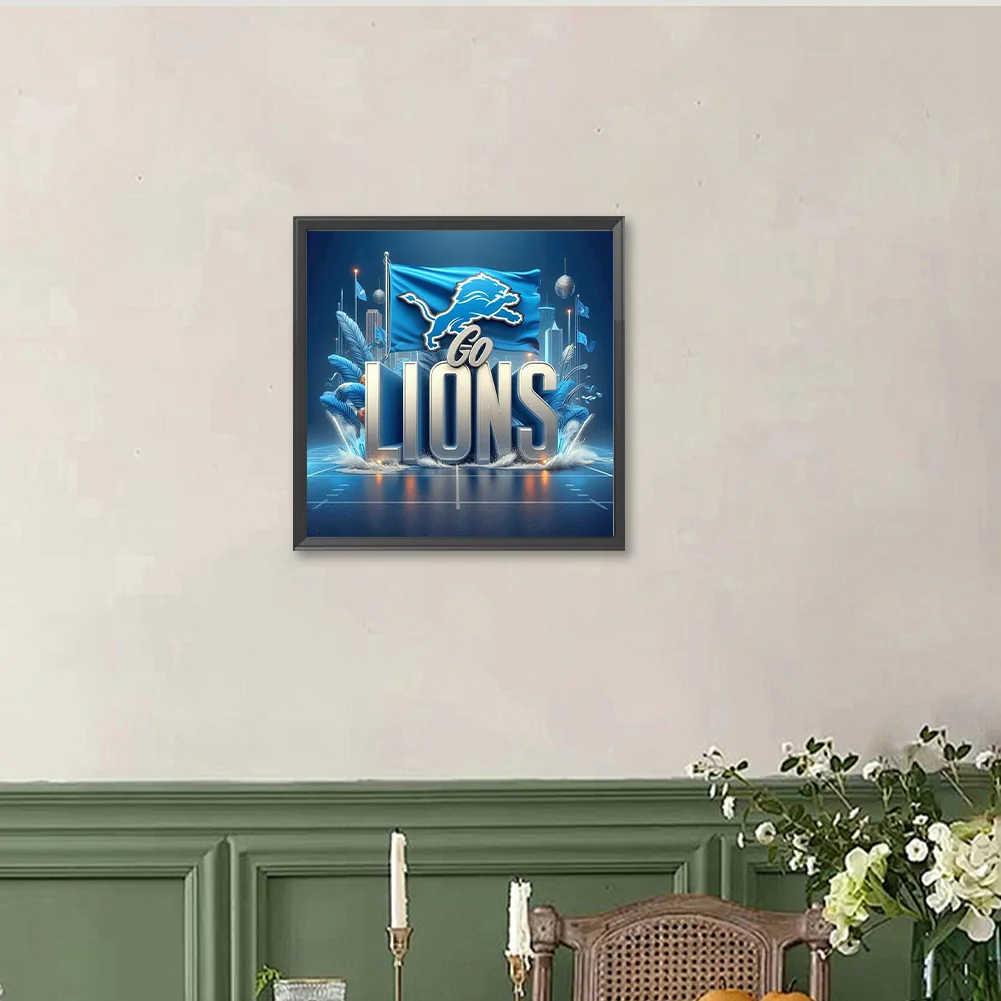 Diamond Painting - Full Round Drill - Detroit Lions(Canvas|40*40cm)