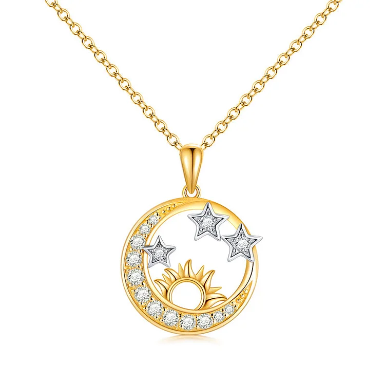 For Daughter - S925 You are The Sun That Never Fades and The Moon That Never Wanes Sun Moon Star Necklace