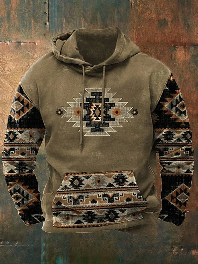 Casual retro ethnic pattern printed outlet sweatshirt