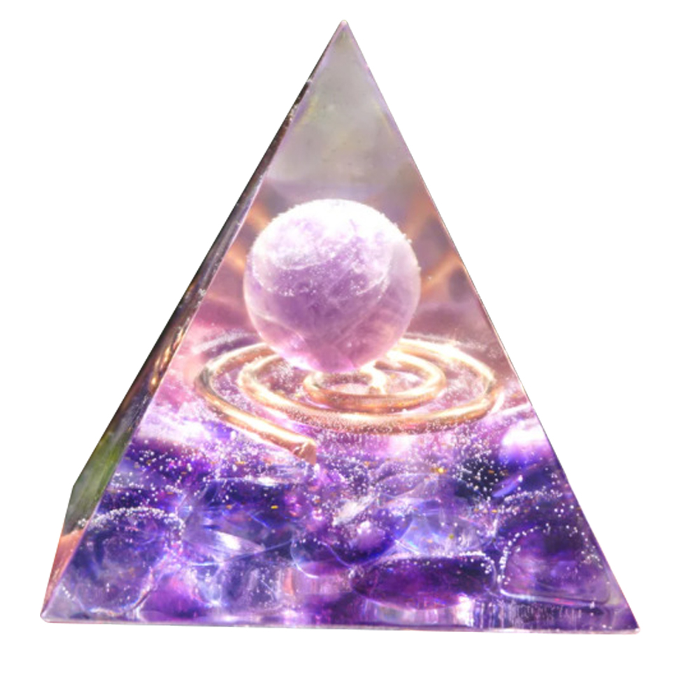 Crystal Gem Pyramid Meditation Healing Home Office Art Figurine Decor (B)