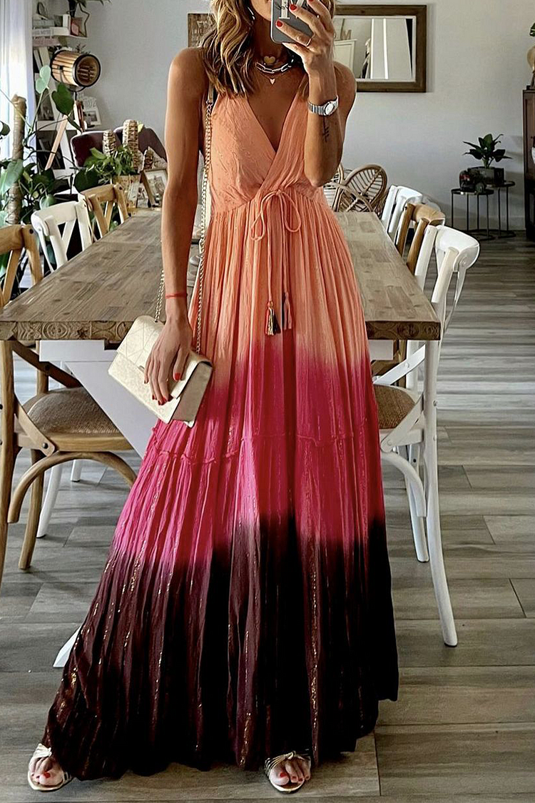 Fashion Gradual Change Spaghetti Strap Cake Skirt Dresses - Life is Beautiful for You - SheChoic