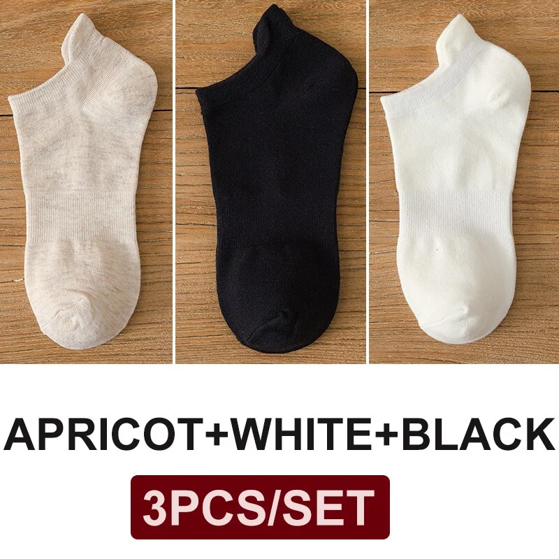 FINETOO 3 Pairs/Set Cotton Men's Socks Harajuku Boat Socks Lift Up Solid Colors Man Sock Sox  Male Invisible Short 38-44 Socks