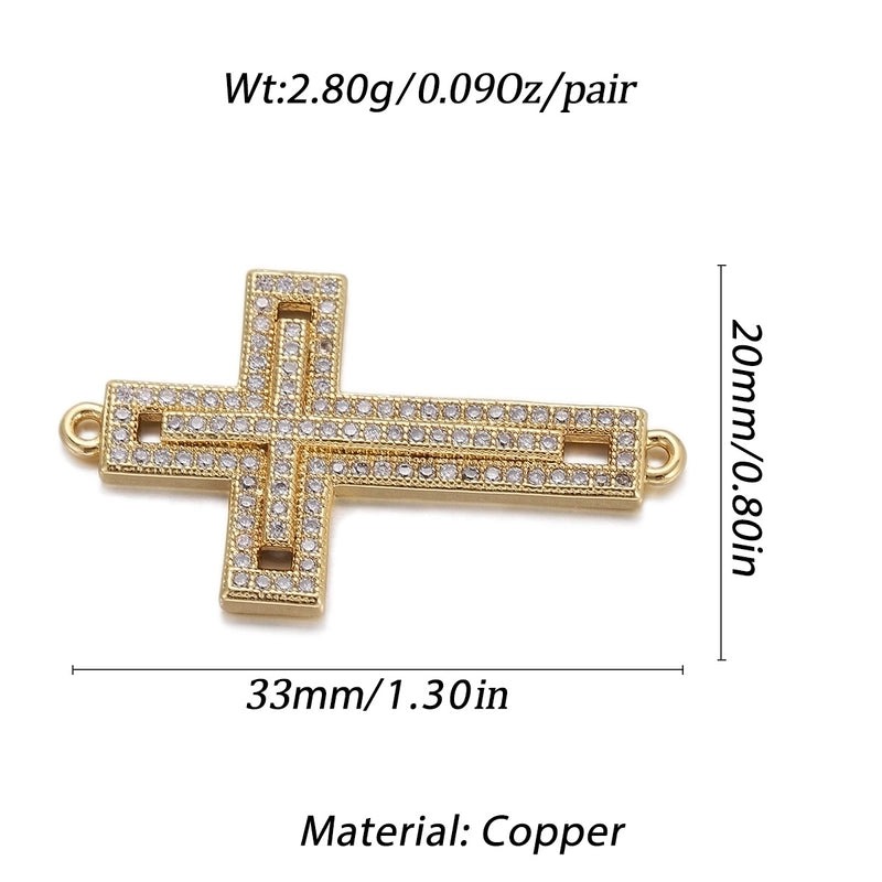 1 Piece Copper Zircon Cross Pendant
