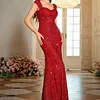 Women's High Waisted Sequin Evening Dress Fishtail Long Dress Gowns