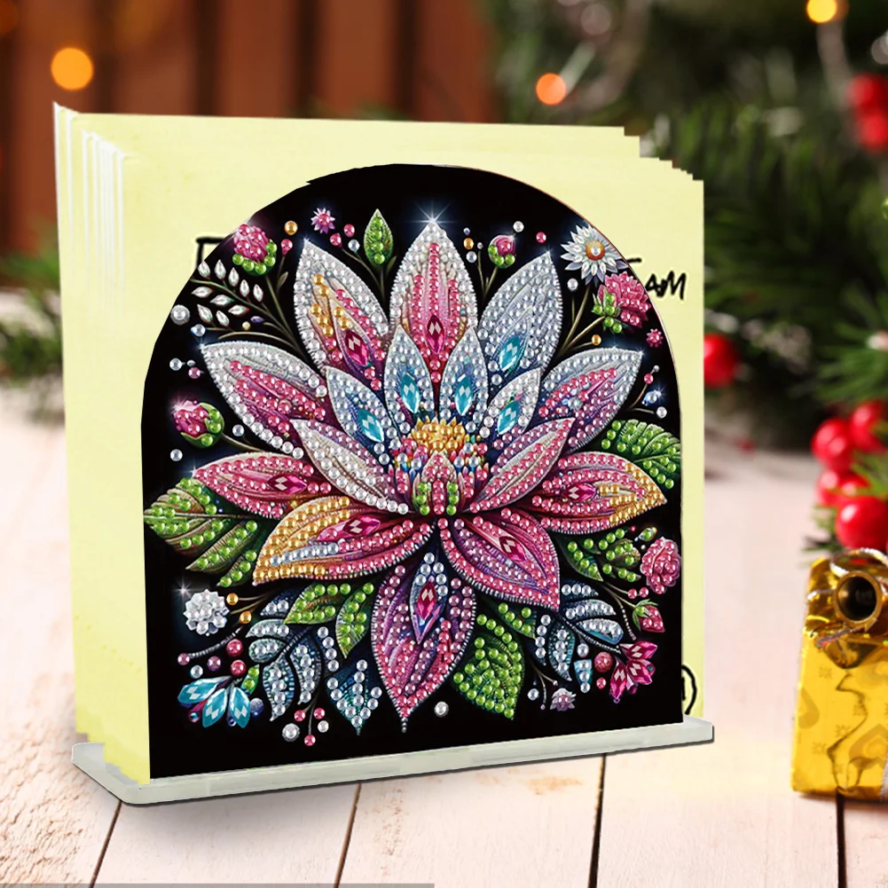 DIY Flowers Acrylic Diamond Painting Napkin Rack Diamond Art Paper Towel Holder