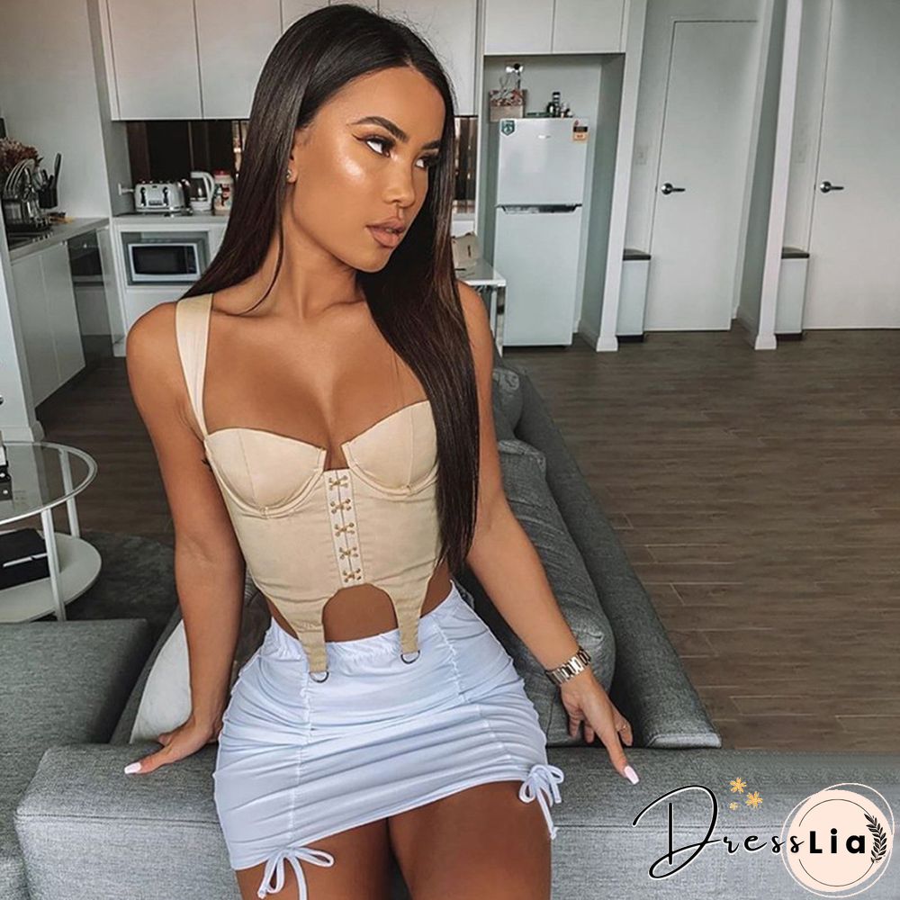 Sexy Padded Corset Y2K Cropped Top Women Summer Backless Padded Cami 90S Female Camisole Low Cut Tank Top Clothing