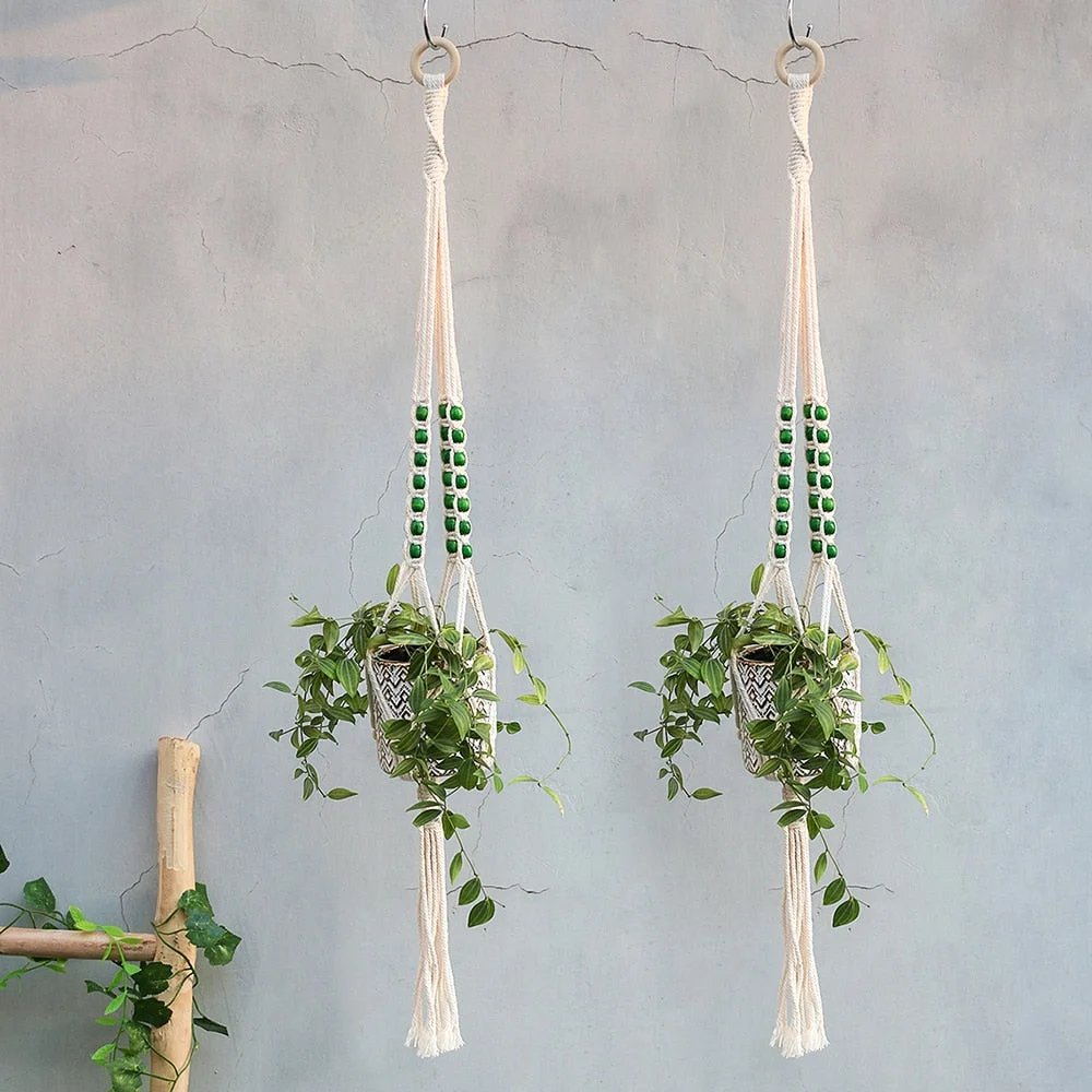 2 PACK Macrame Plant Hanger Garden Pots Planters Indoor Outdoor Hanging Planter Basket Makramee Bohemian Home Decor Wall Art