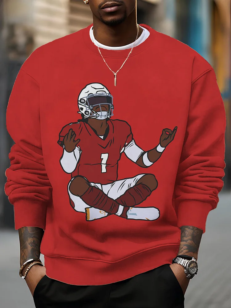 Men's Rugby Football Player Print Casual Sweatshirt