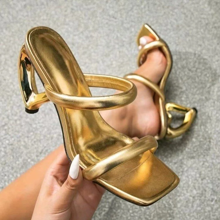 Yyvonne Summer Word Gold-Shaped High-Heelish Slippers Women's Fashion Cool Drag 41 Large Code