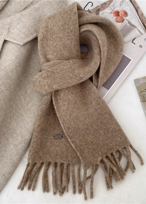 Cloud of Bats Cream Cashmere-like Tassel Scarf (All-Over Printing)