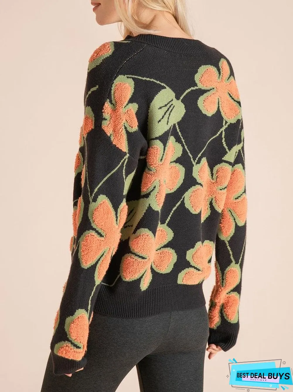 Cotton-Blend Long Sleeve Sweater