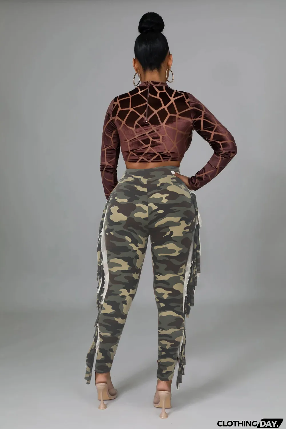 Tight Camouflage Tassel Pants