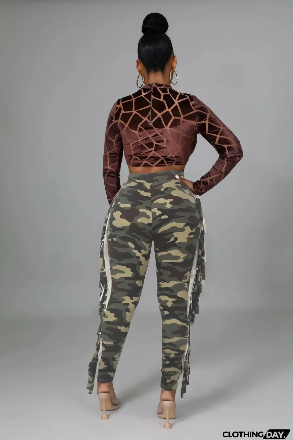 Tight Camouflage Tassel Pants