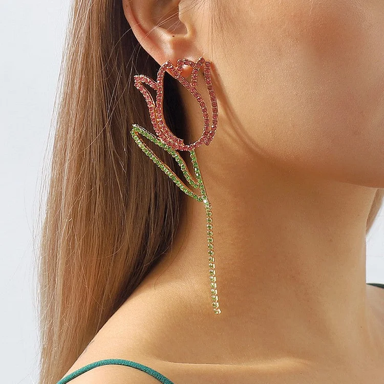 Casual Patchwork Rhinestone Earrings