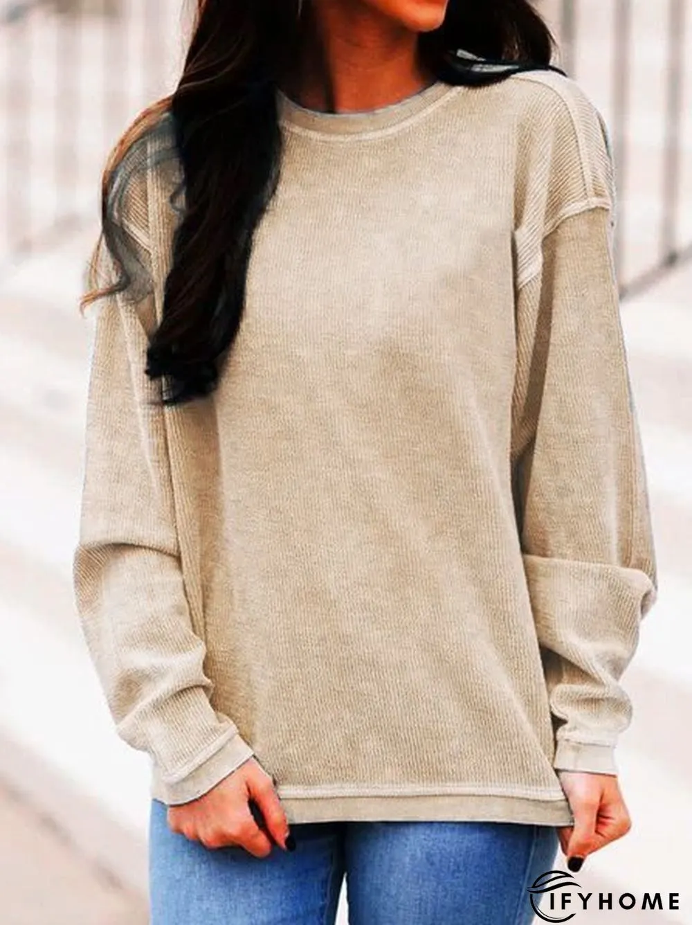 Blue Casual Solid Crew Neck Shirt & Top | IFYHOME