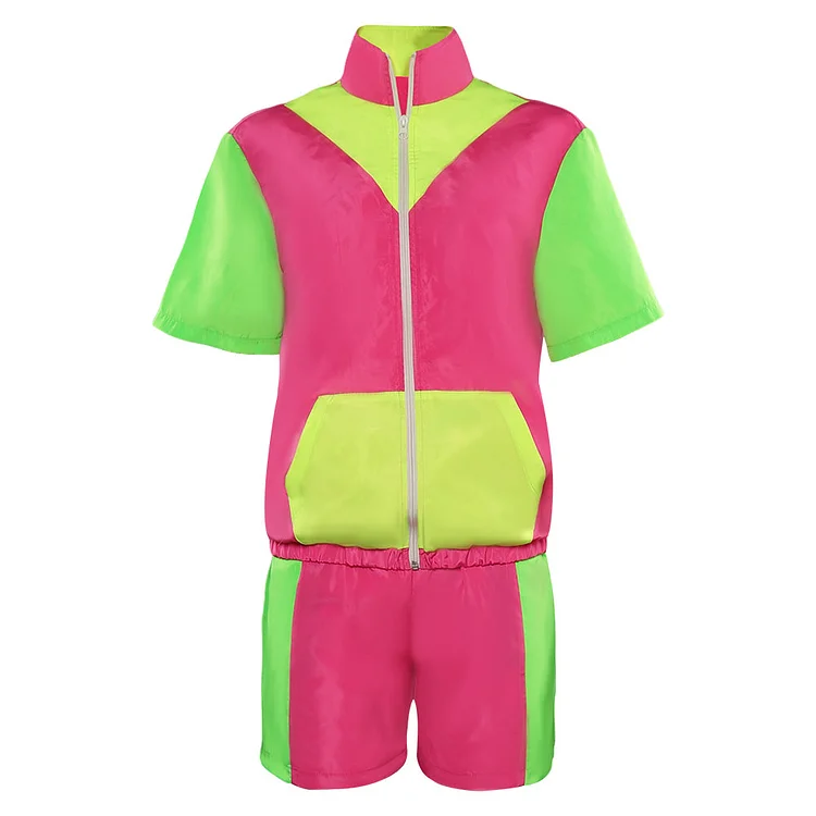 70/80s Pink Retro Sportsuit Set Outfits Cosplay Costume Halloween Carnival Suit