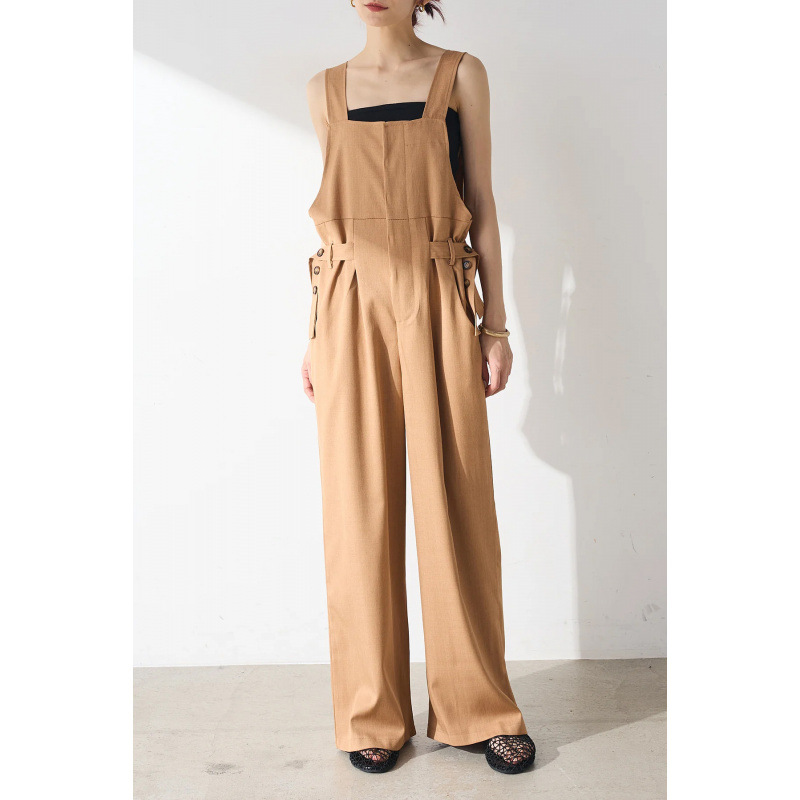 Adjustable Strap Side Tie Detail Seeveless Multiple Pockets Wide Leg Jumpsuit