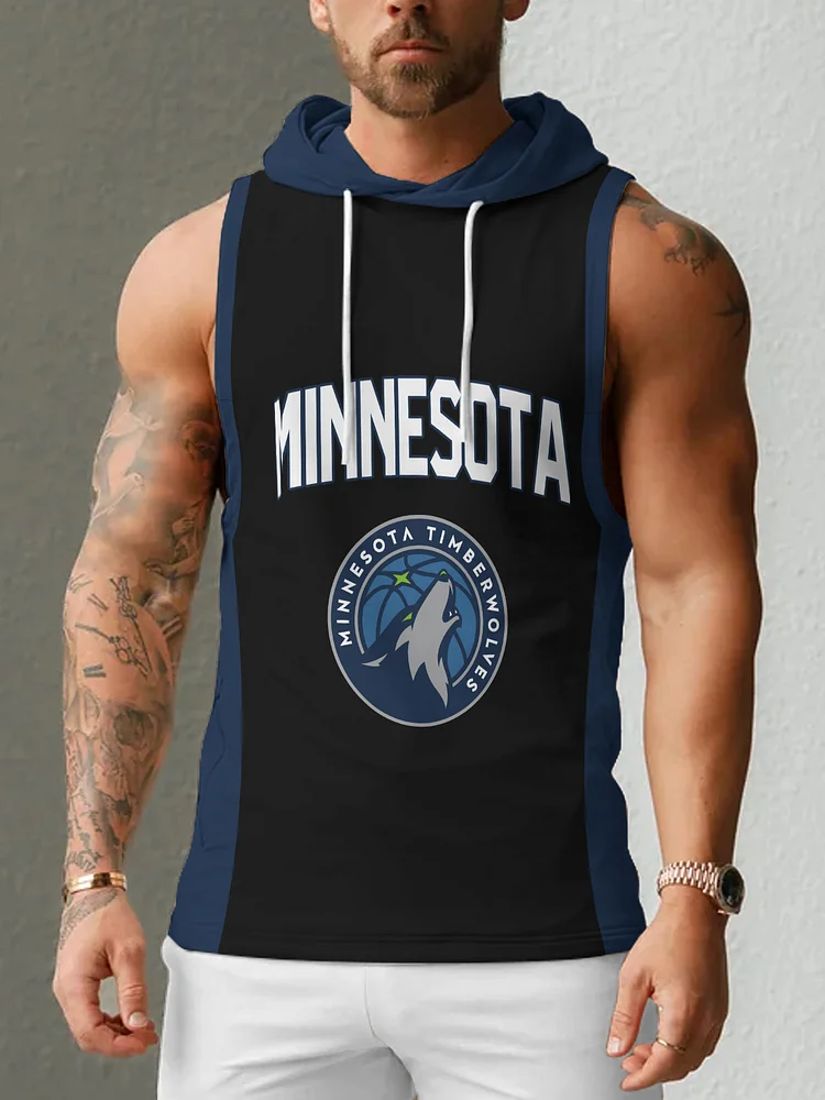 Minnesota Timberwolves  Men's Casual Comfy Sleeveless Hooded Tank Top