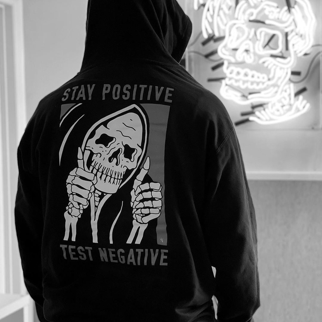 Men's stay positive test negative fashion hoodie - Krazyskull