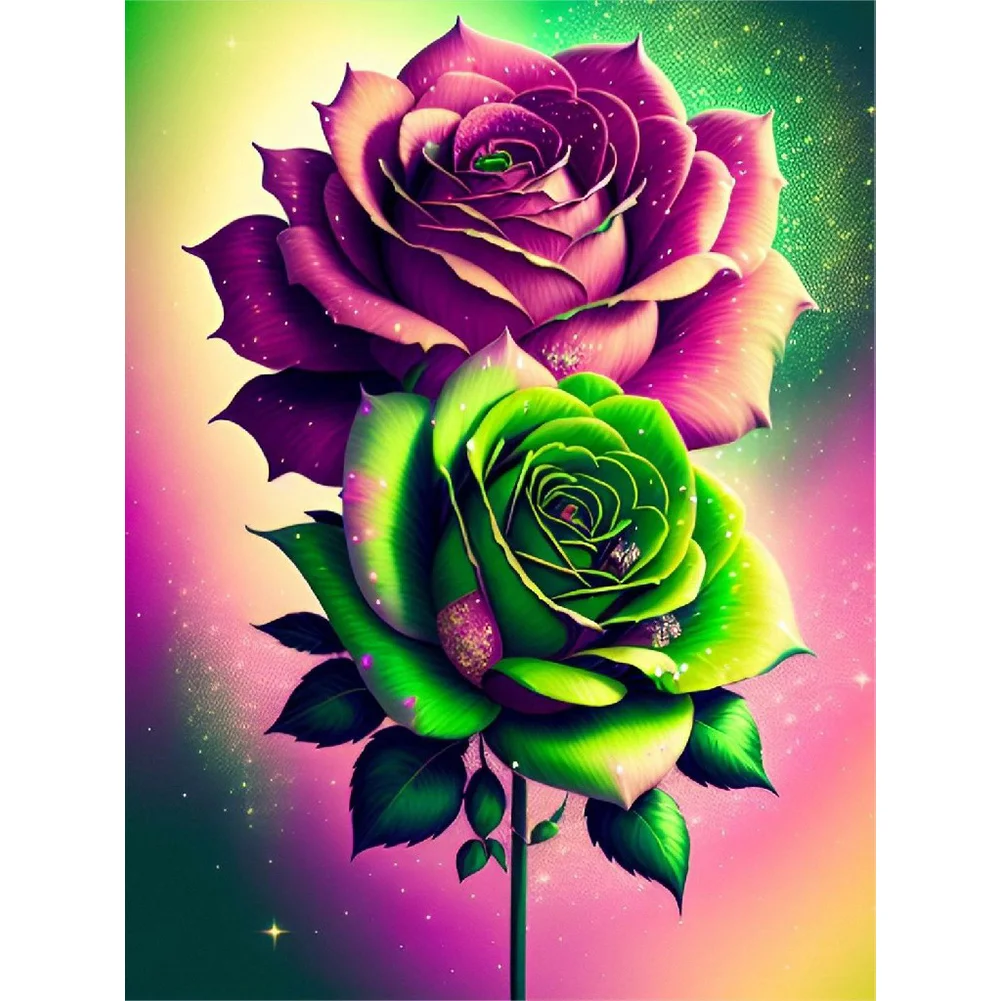 2pcs/Set Diamond Painting - Full Round Drill - Rose(Canvas|30*40cm)