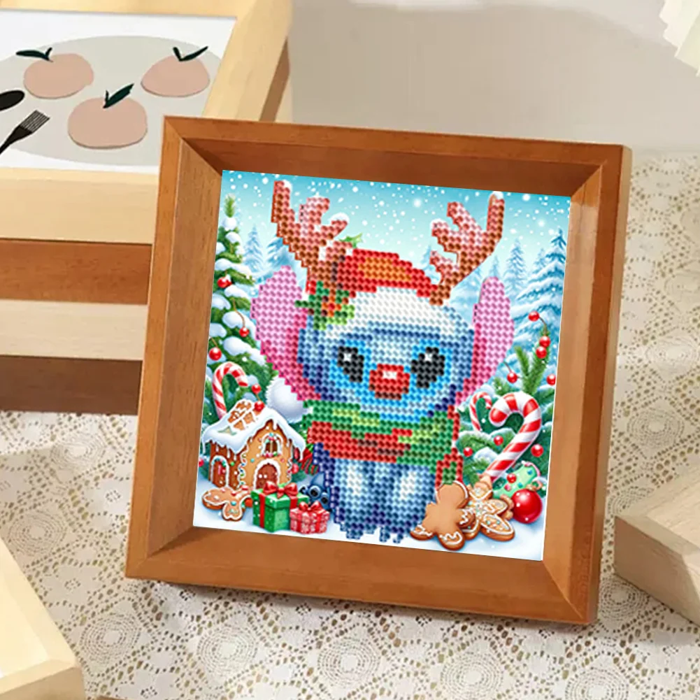 12pcs Cartoon DIY Mini Round Diamond Painting Set Desktop Decor No Frame15x15cm