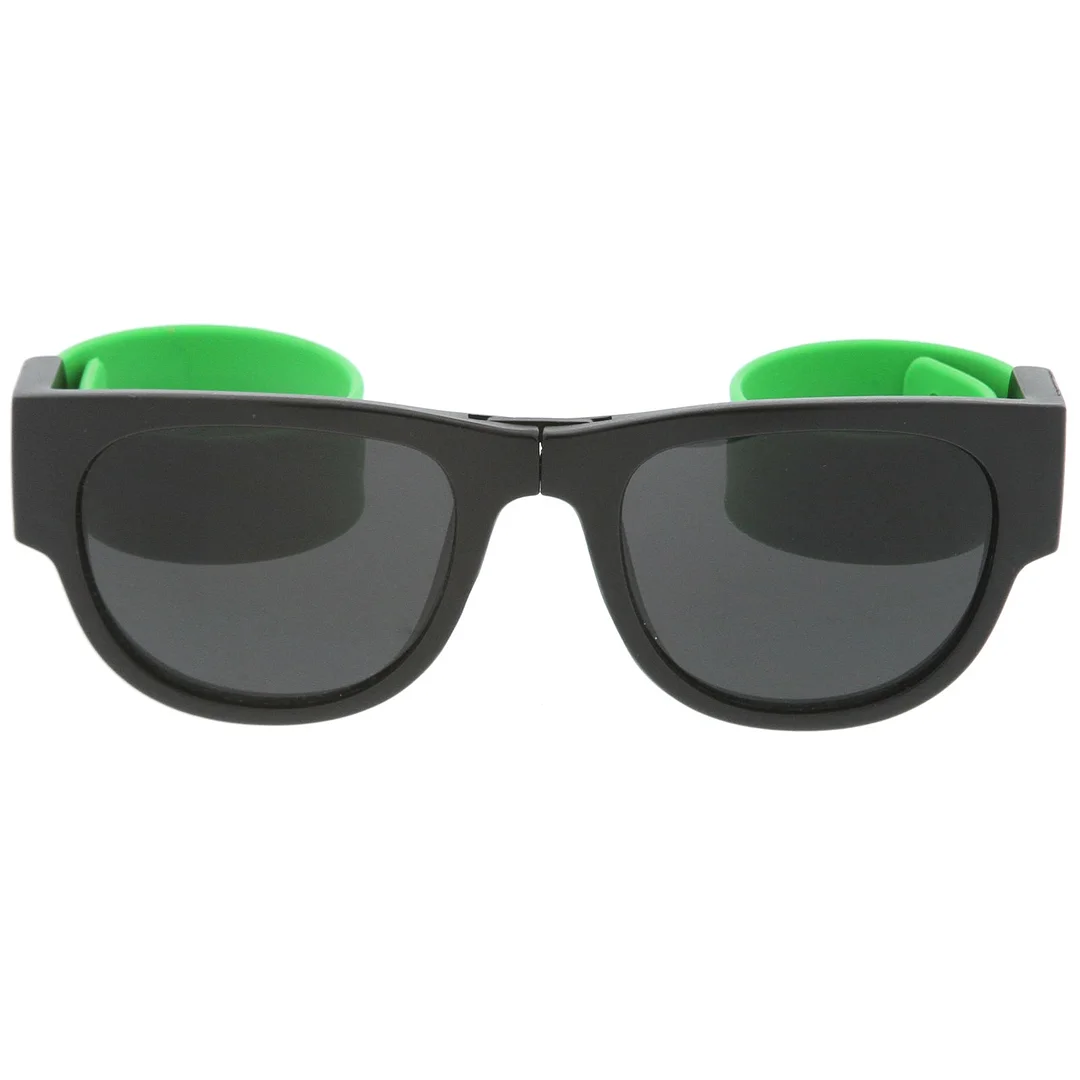 Portable Rubber Snap Arms Square Lens Foldable Horn Rimmed glasses 53mm