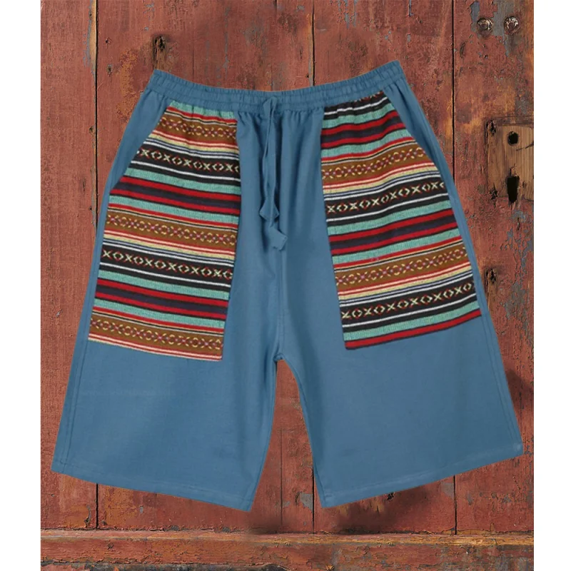 Pocket Vintage Striped Printed  Shorts Pants
