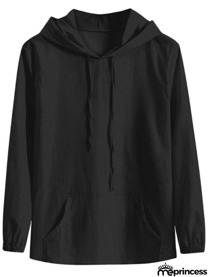 Casual Cotton Linen Long&nbsp;Sleeve Mens Lightweight Hoodie