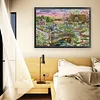(US Only)Full Embroidery Eco-cotton Thread 14CT Print Lakeside Cabin Cross Stitch 64x50cm