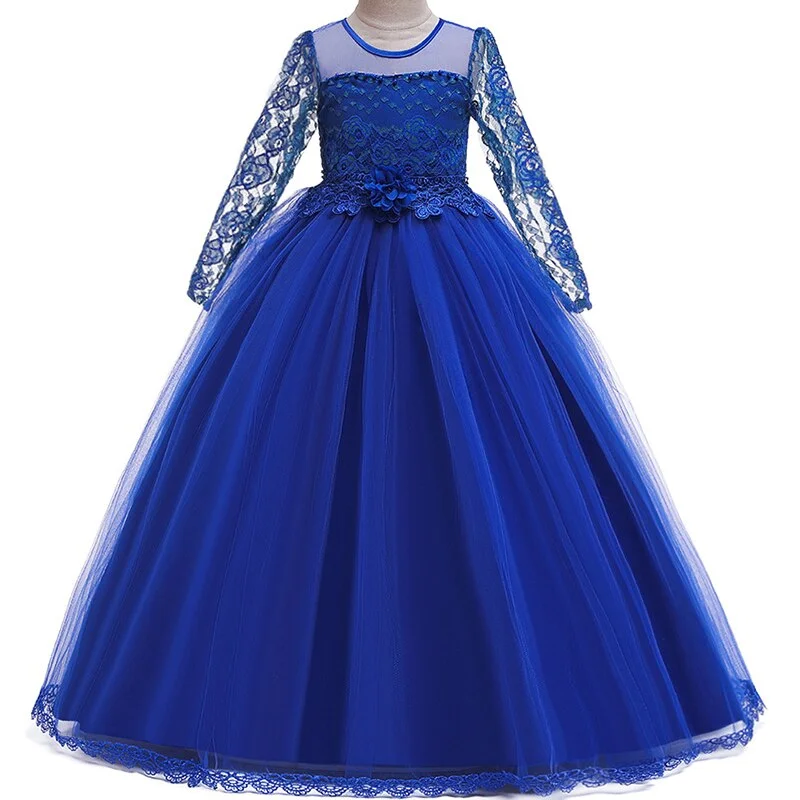 Princess Baby Girls Lace Flower Ball Gown Wedding Bridemaid Dresses For Girls Party Dress First Communion Dress For Baptism