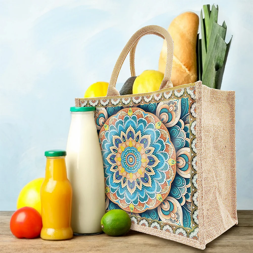 [Upgrade - Waterproof Bag]DIY Mandala Diamond Painting Tote Bag Replaceable Canvas for Women Adults