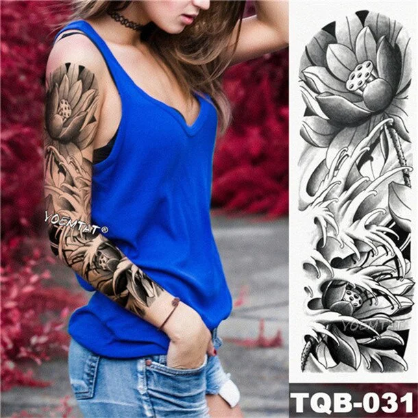 Large Arm Sleeve Tattoo Indian wild girl Waterproof Temporary Tattoo Sticker Forest Wolf Men Full Cloud Tattoo Body Art Women