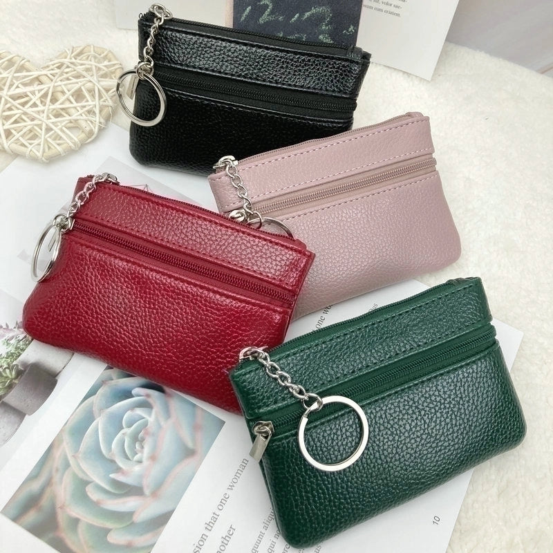 Women’s Solid Color Pu Leather Zipper Coin Purses