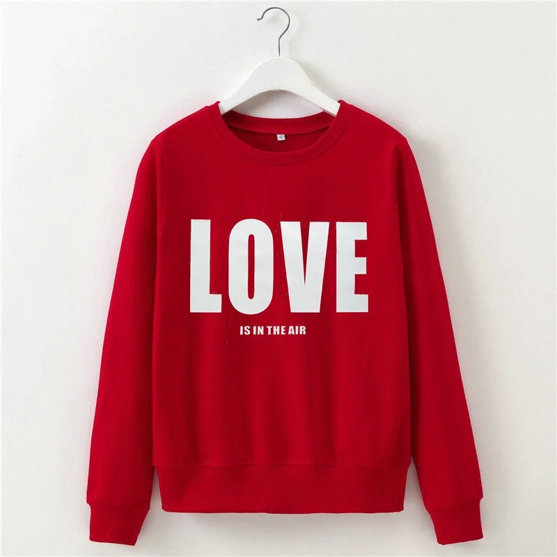 Valentine's Day Love Printed Round Neck Long Sleeves Sweatshirt