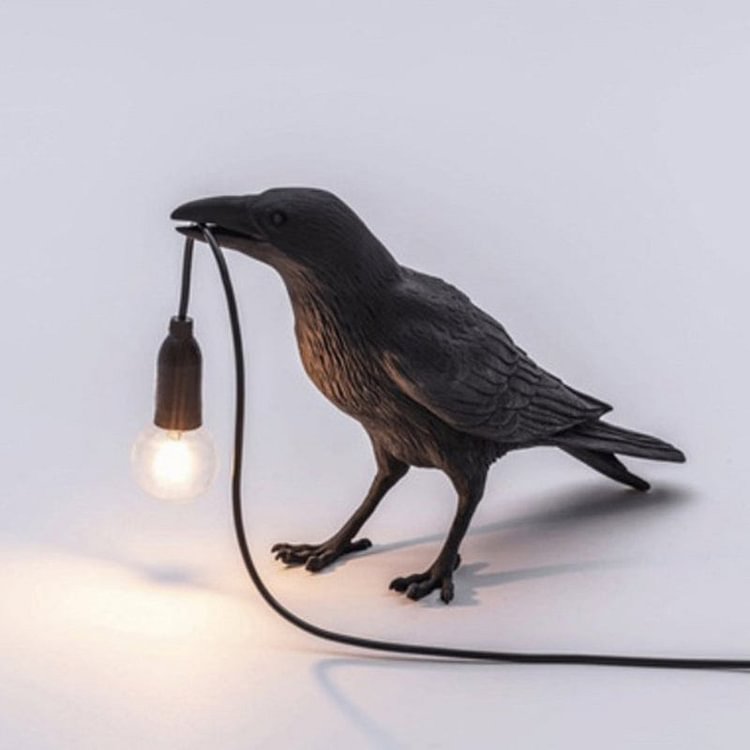 Bird Shaped Table Lamp Artistic Creative Resin Single-Bulb Nightstand Light for Bedroom