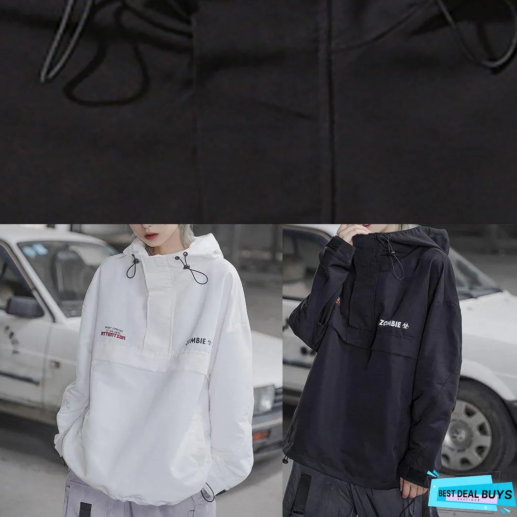 Women hooded cotton fall clothes Sewing black pullover