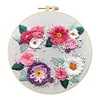 (Multi-Style) Flower-DIY Embroidery Kit with Pattern Cotton Threads Needles Hoop 30*30cm/11.81*11.81in