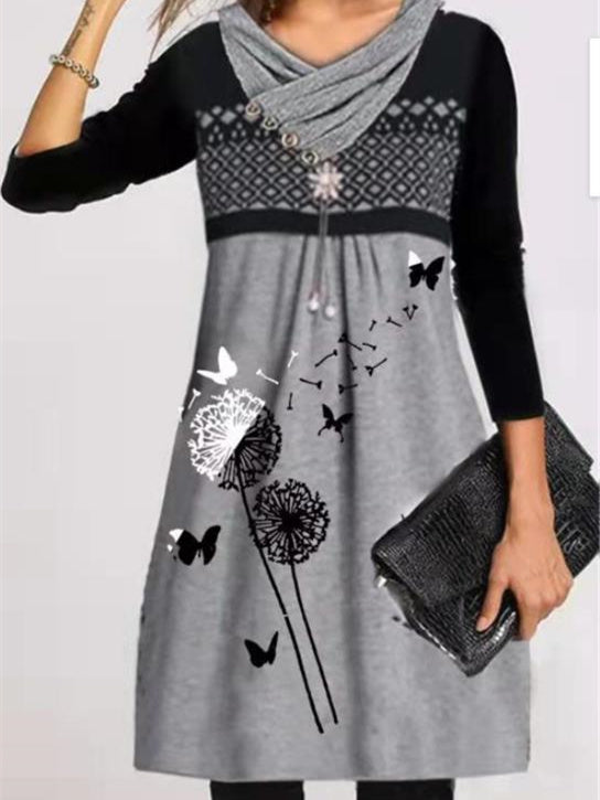 Women Long Sleeve V-neck Graphic Floral Printed Top