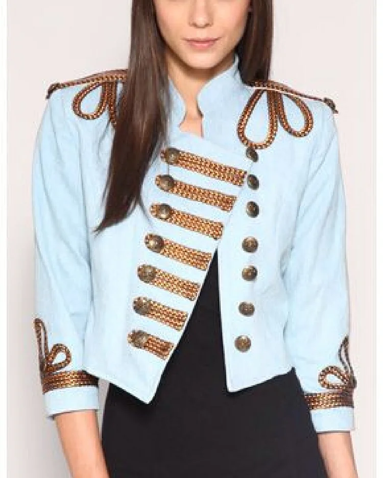 British Style Embroidered Collage Buckle Jacket