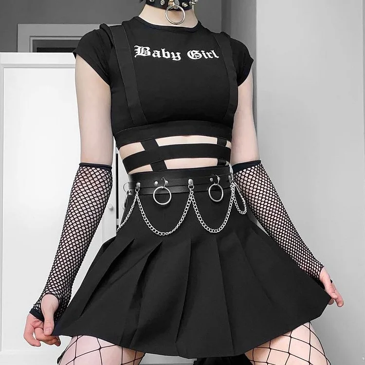 Punk pleated skirt