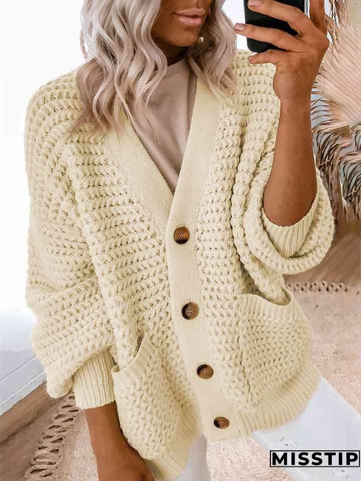 V-Neck Long Sleeve Cardigan